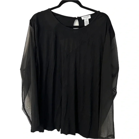 Carmen Marc Valvo Women's Black Lace/Sheer Arms and Chest Details Size 2X GUC - Picture 1 of 7